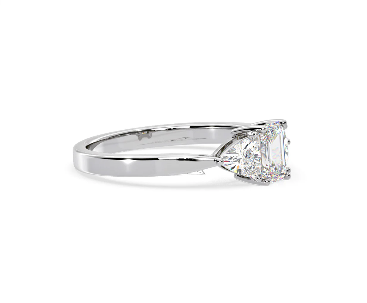 Aurora Lab Diamond Emerald Cut and Trillion 1.00ct Ring in Platinum F/VS1 - Image 155