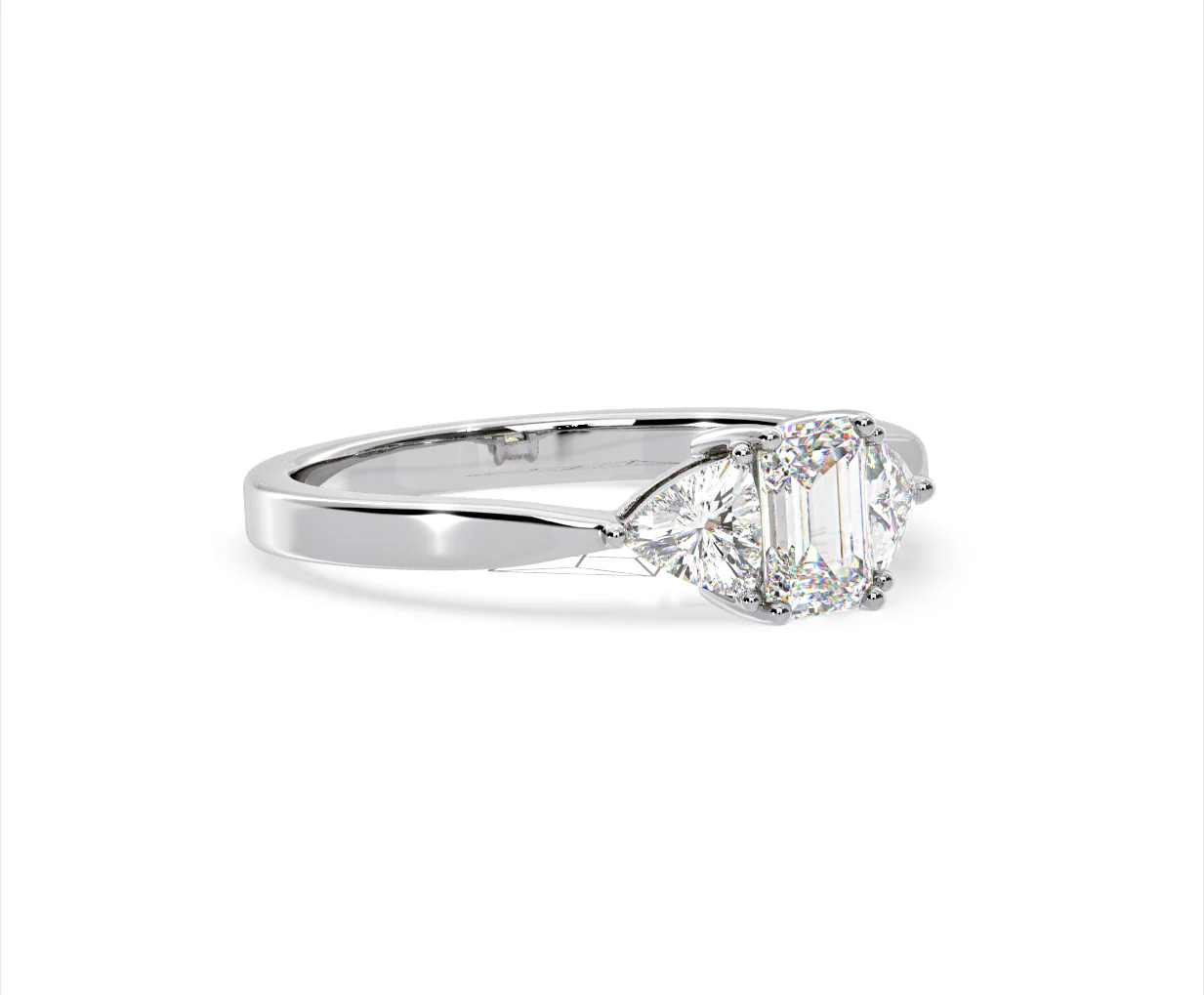 Aurora Lab Diamond Emerald Cut and Trillion 1.00ct Ring in Platinum F/VS1 - Image 159