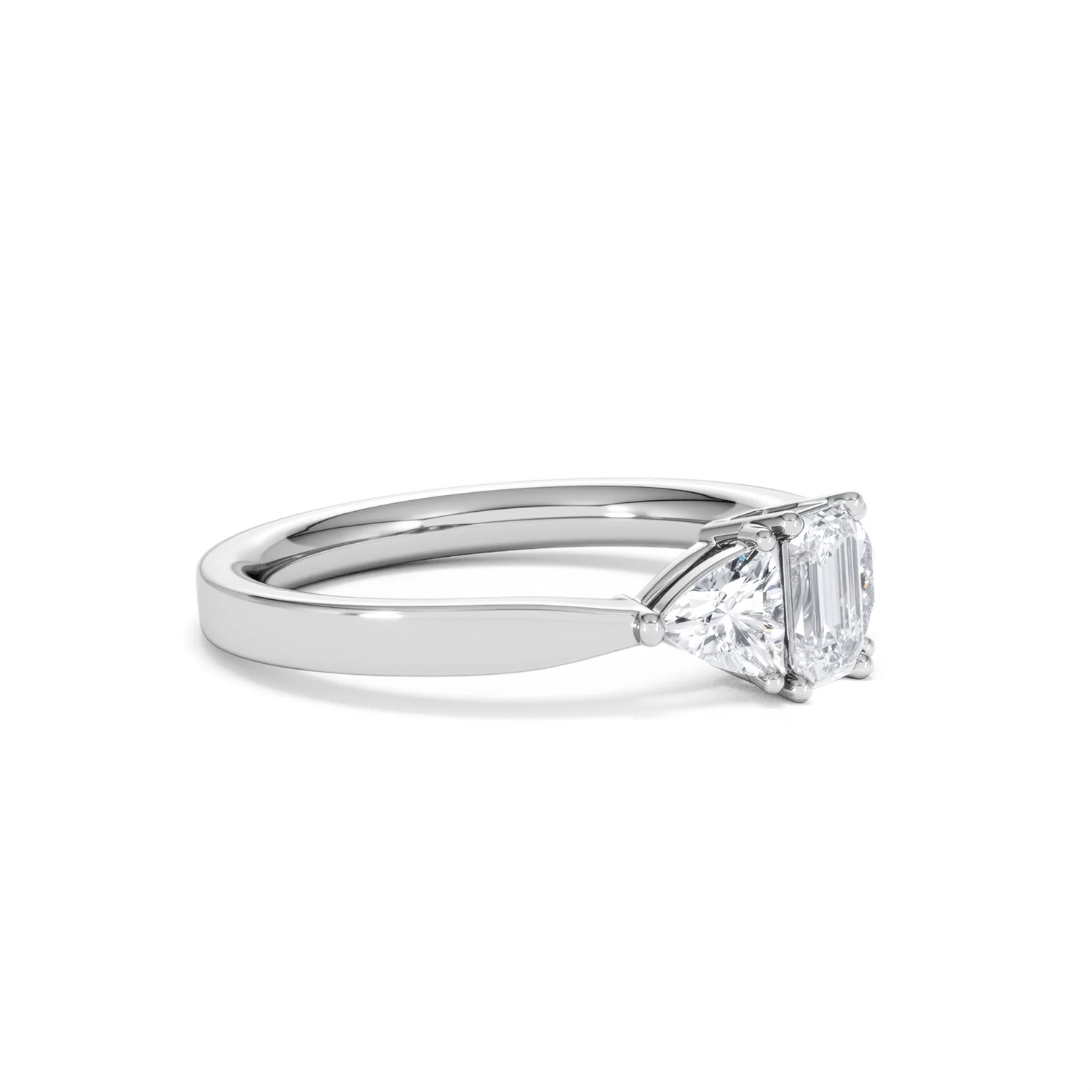Aurora Lab Diamond Emerald Cut and Trillion 1.00ct Ring in Platinum F/VS1 - Image 24