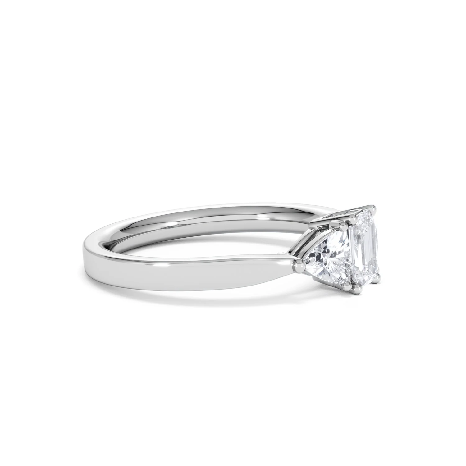Aurora Lab Diamond Emerald Cut and Trillion 1.00ct Ring in Platinum F/VS1 - Image 26