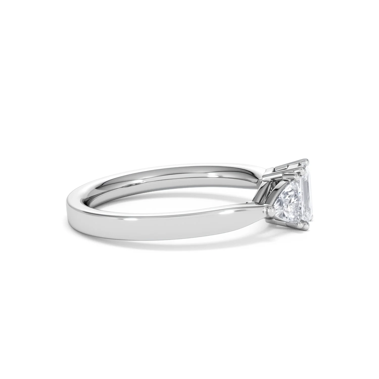Aurora Lab Diamond Emerald Cut and Trillion 1.00ct Ring in Platinum F/VS1 - Image 30