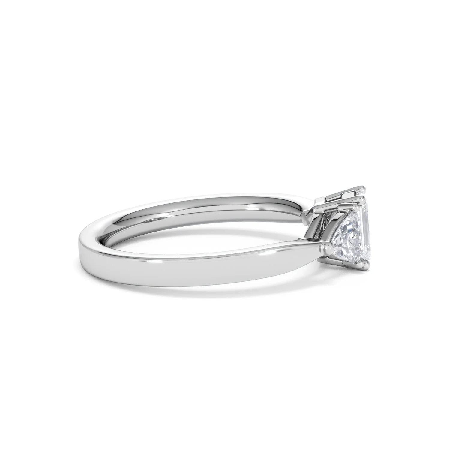 Aurora Lab Diamond Emerald Cut and Trillion 1.00ct Ring in Platinum F/VS1 - Image 31