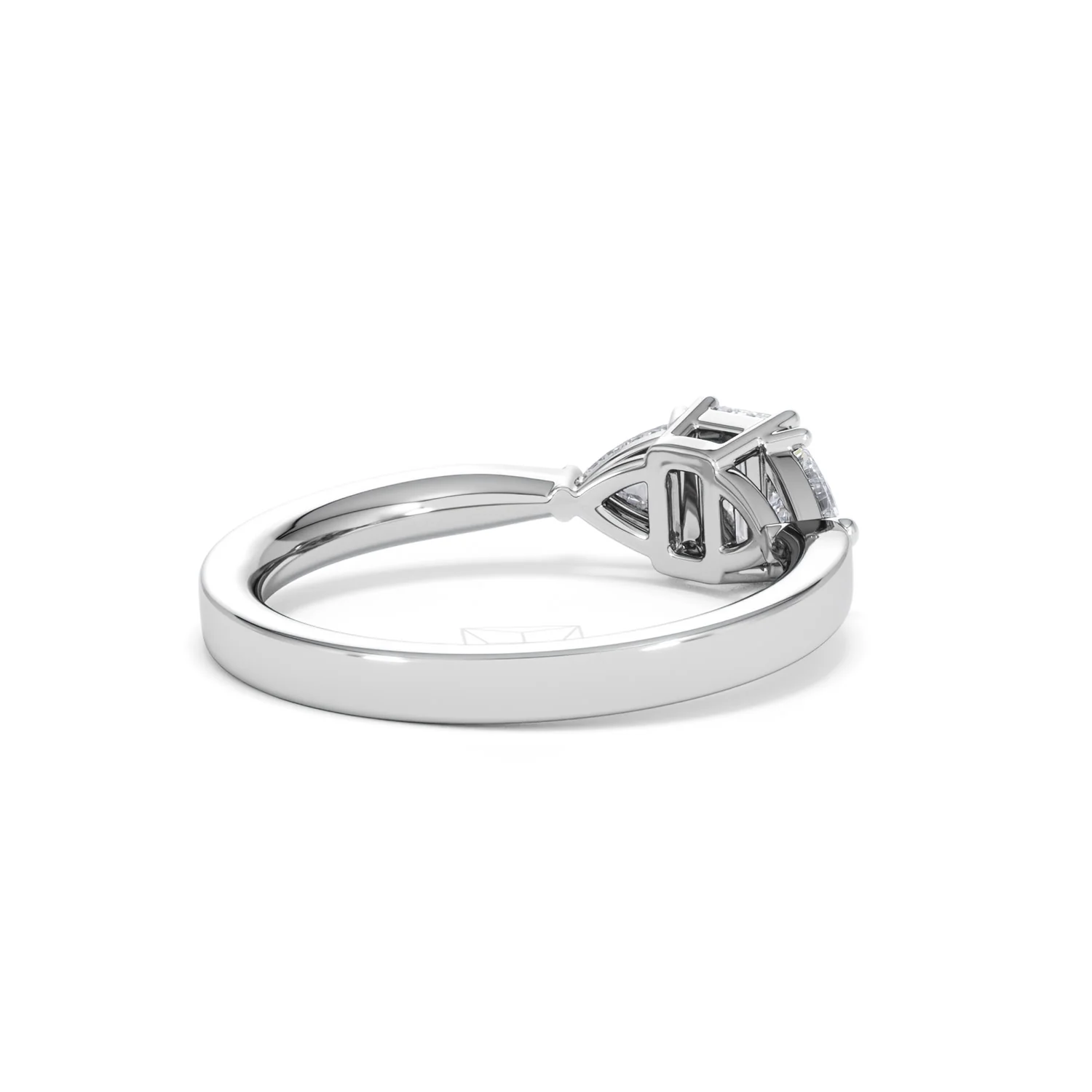 Aurora Lab Diamond Emerald Cut and Trillion 1.00ct Ring in Platinum F/VS1 - Image 43