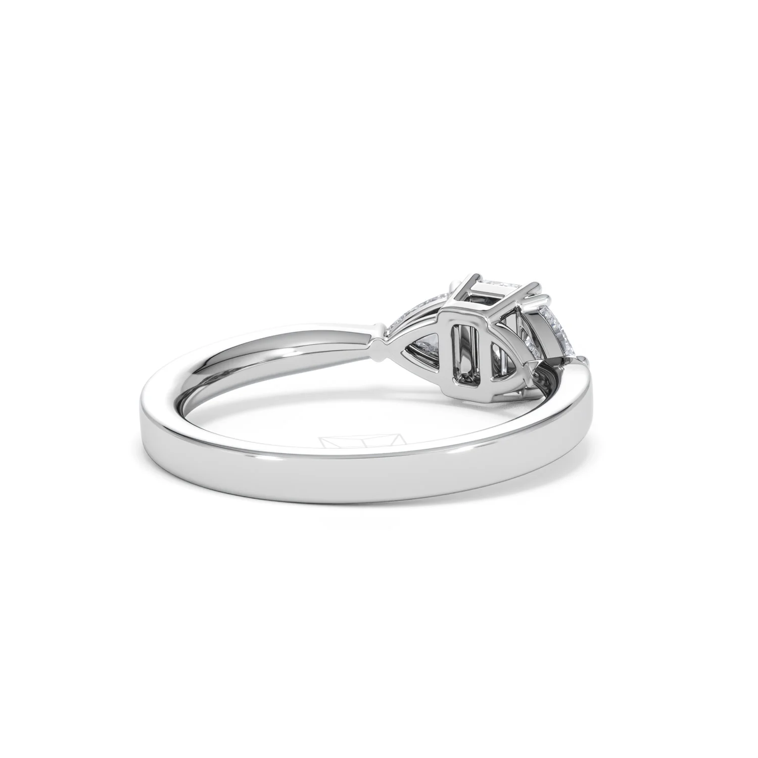 Aurora Lab Diamond Emerald Cut and Trillion 1.00ct Ring in Platinum F/VS1 - Image 44
