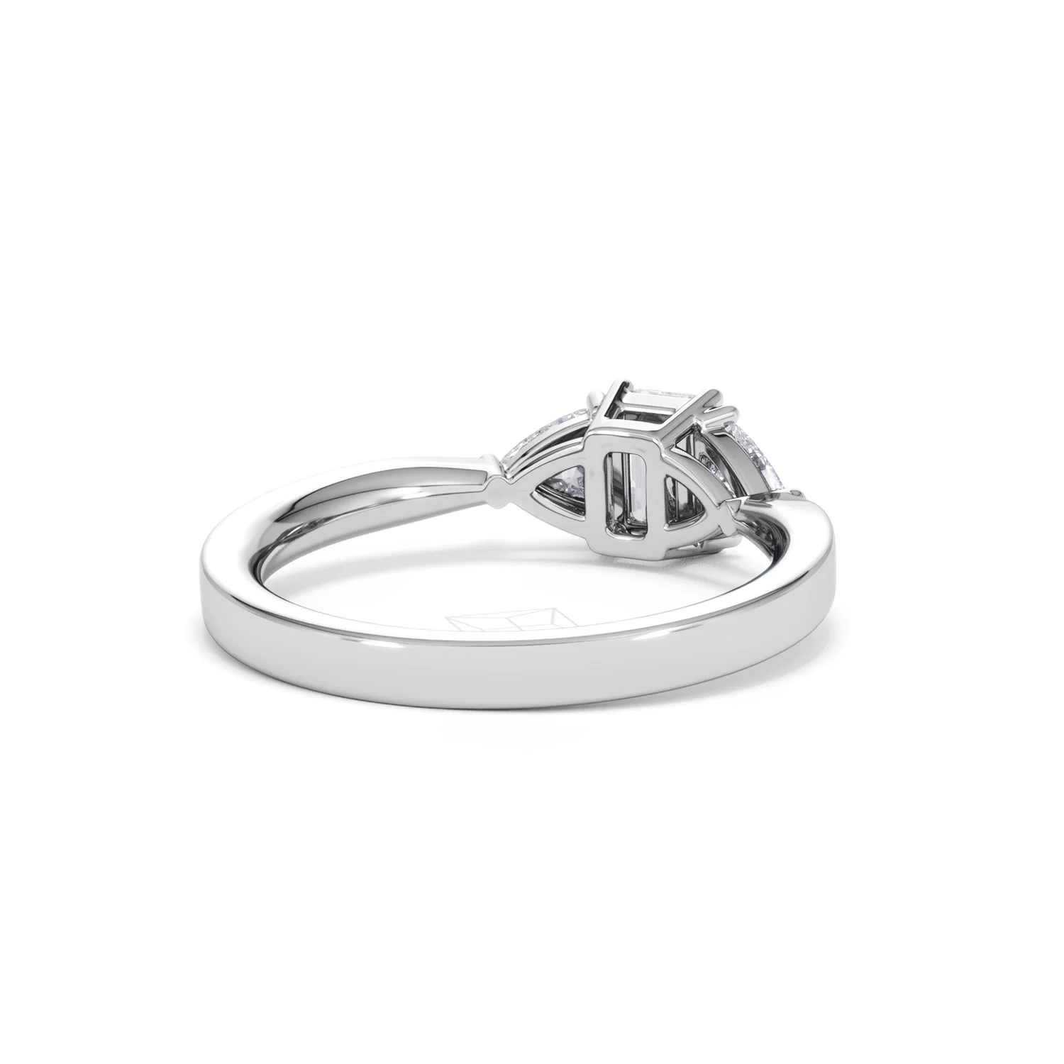 Aurora Lab Diamond Emerald Cut and Trillion 1.00ct Ring in Platinum F/VS1 - Image 46