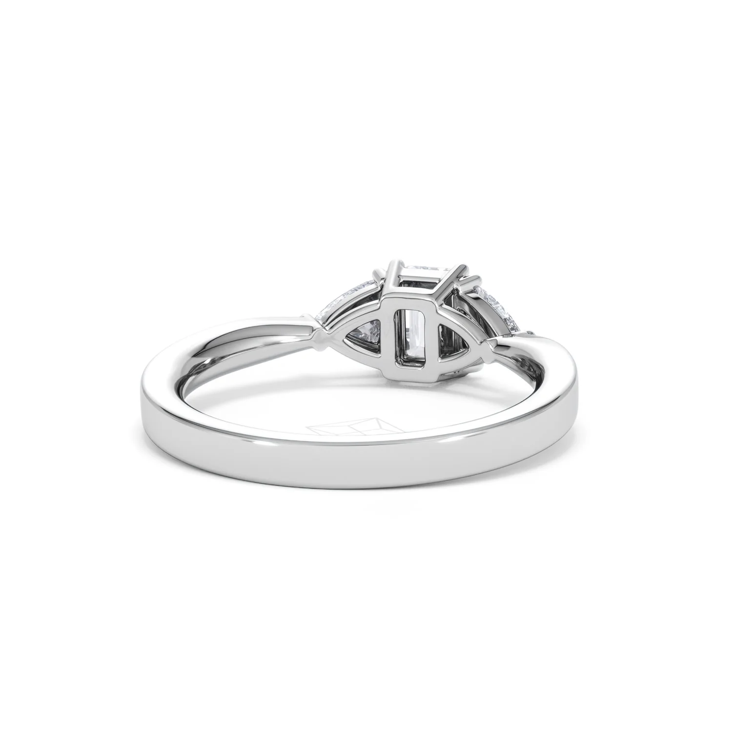Aurora Lab Diamond Emerald Cut and Trillion 1.00ct Ring in Platinum F/VS1 - Image 48