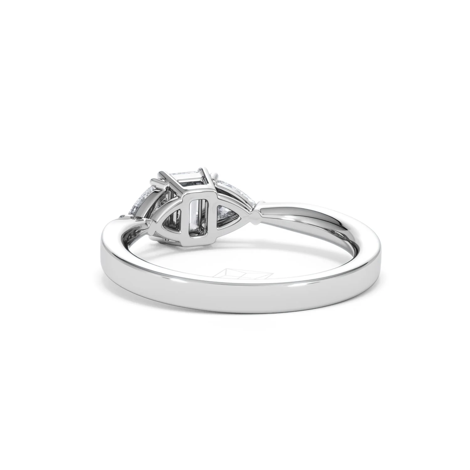 Aurora Lab Diamond Emerald Cut and Trillion 1.00ct Ring in Platinum F/VS1 - Image 57
