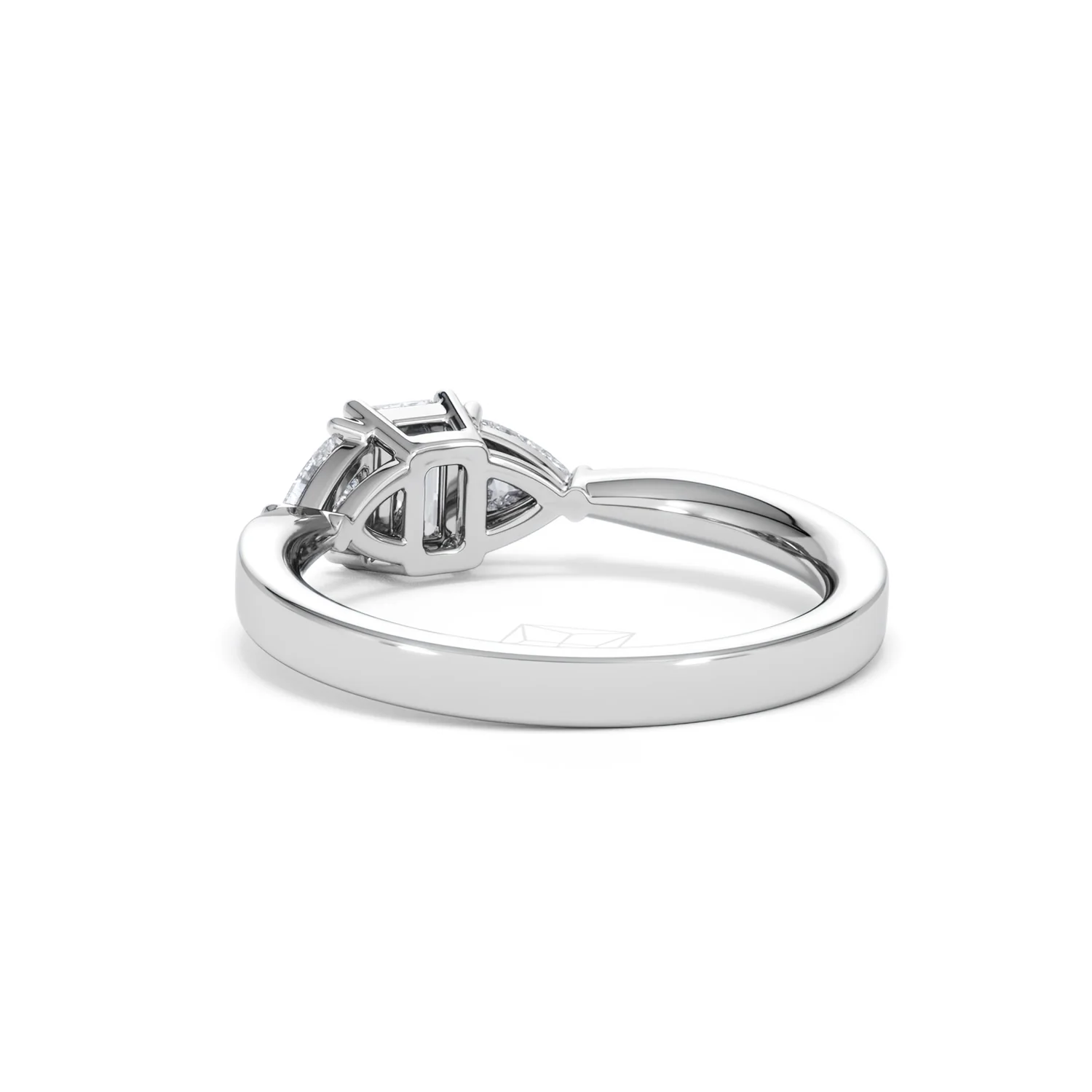 Aurora Lab Diamond Emerald Cut and Trillion 1.00ct Ring in Platinum F/VS1 - Image 58