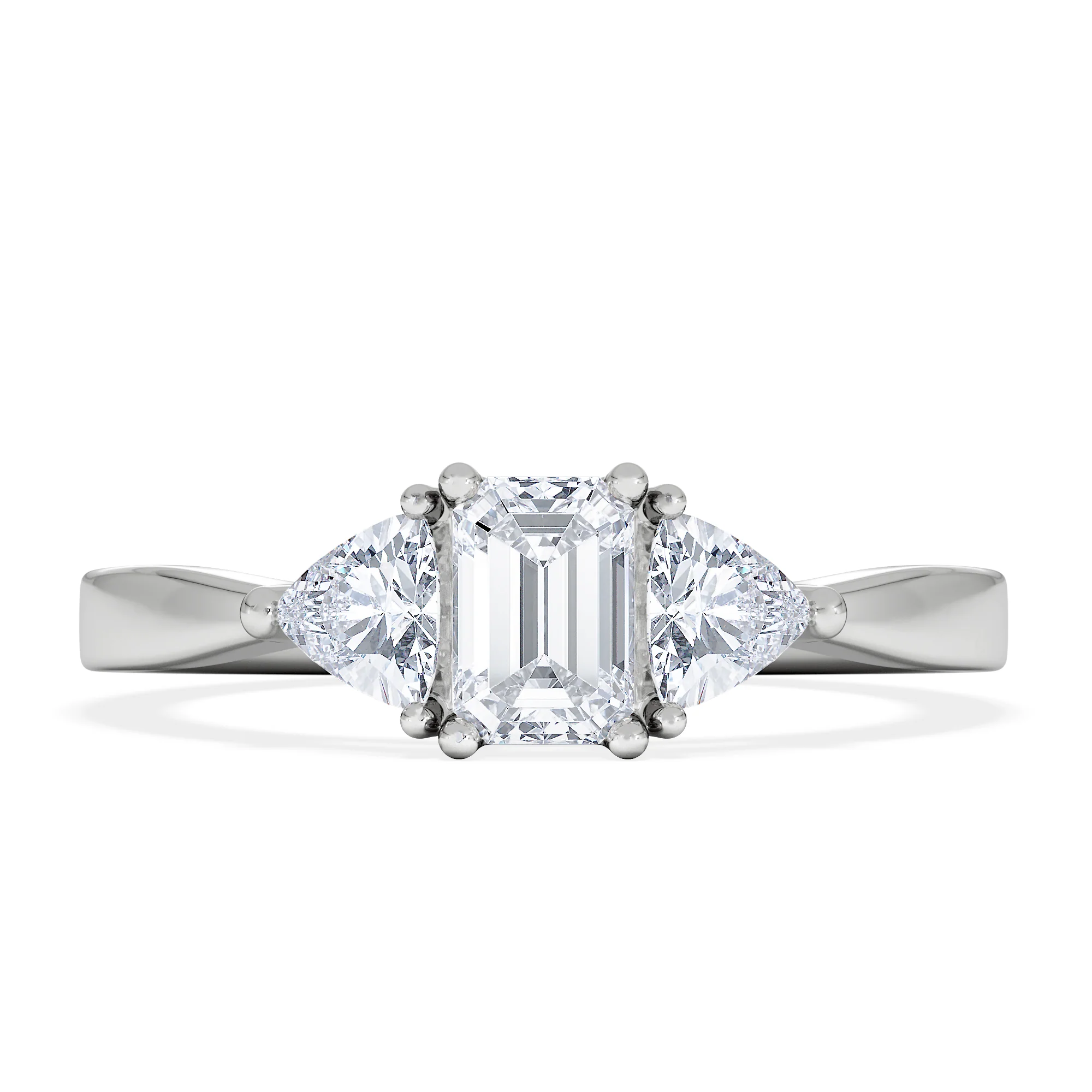 Aurora Lab Diamond Emerald Cut and Trillion 1.00ct Ring in Platinum F/VS1 - Image 6