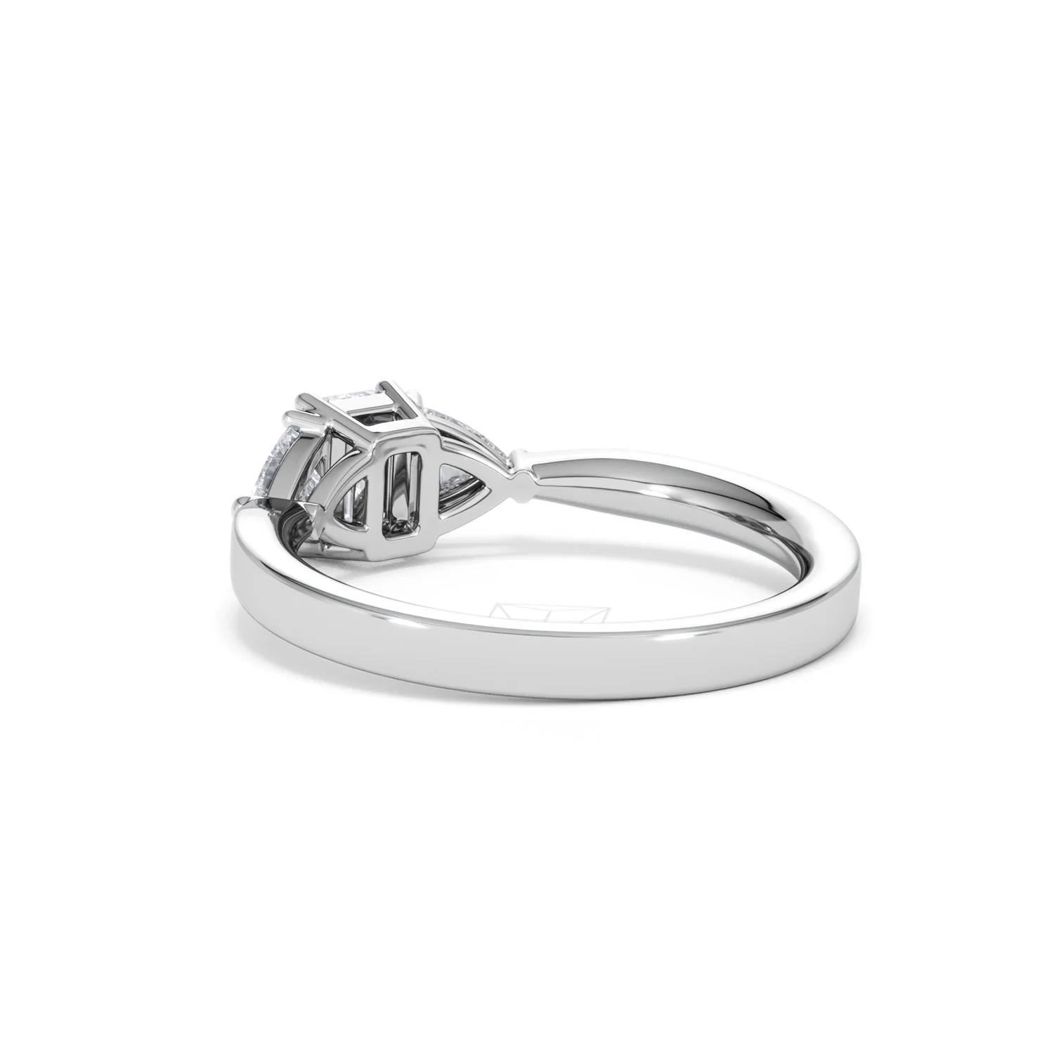 Aurora Lab Diamond Emerald Cut and Trillion 1.00ct Ring in Platinum F/VS1 - Image 60