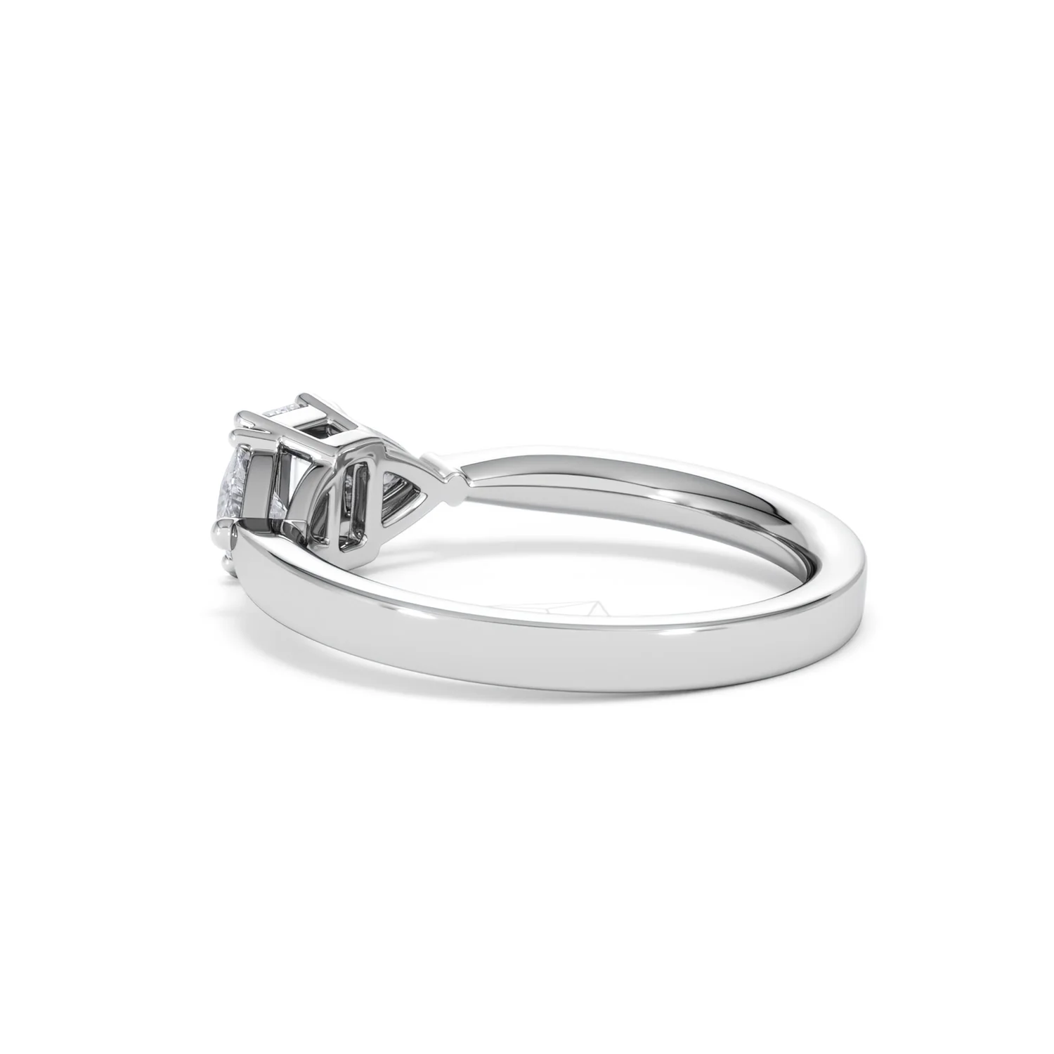 Aurora Lab Diamond Emerald Cut and Trillion 1.00ct Ring in Platinum F/VS1 - Image 64