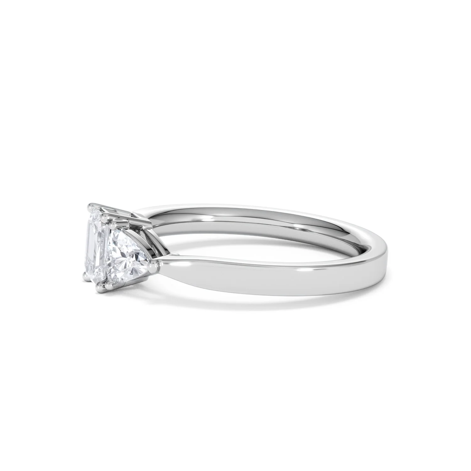Aurora Lab Diamond Emerald Cut and Trillion 1.00ct Ring in Platinum F/VS1 - Image 76