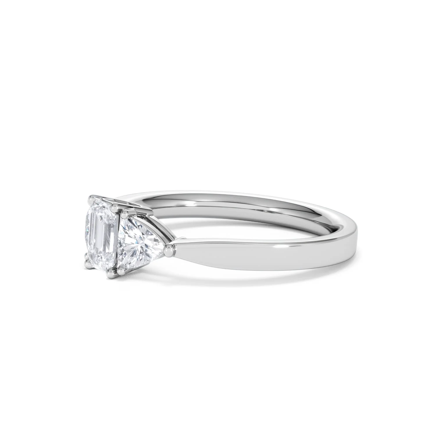 Aurora Lab Diamond Emerald Cut and Trillion 1.00ct Ring in Platinum F/VS1 - Image 79