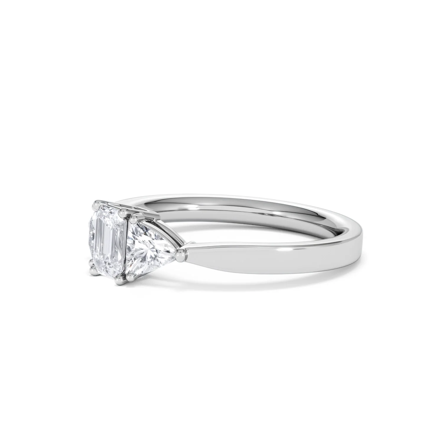 Aurora Lab Diamond Emerald Cut and Trillion 1.00ct Ring in Platinum F/VS1 - Image 80