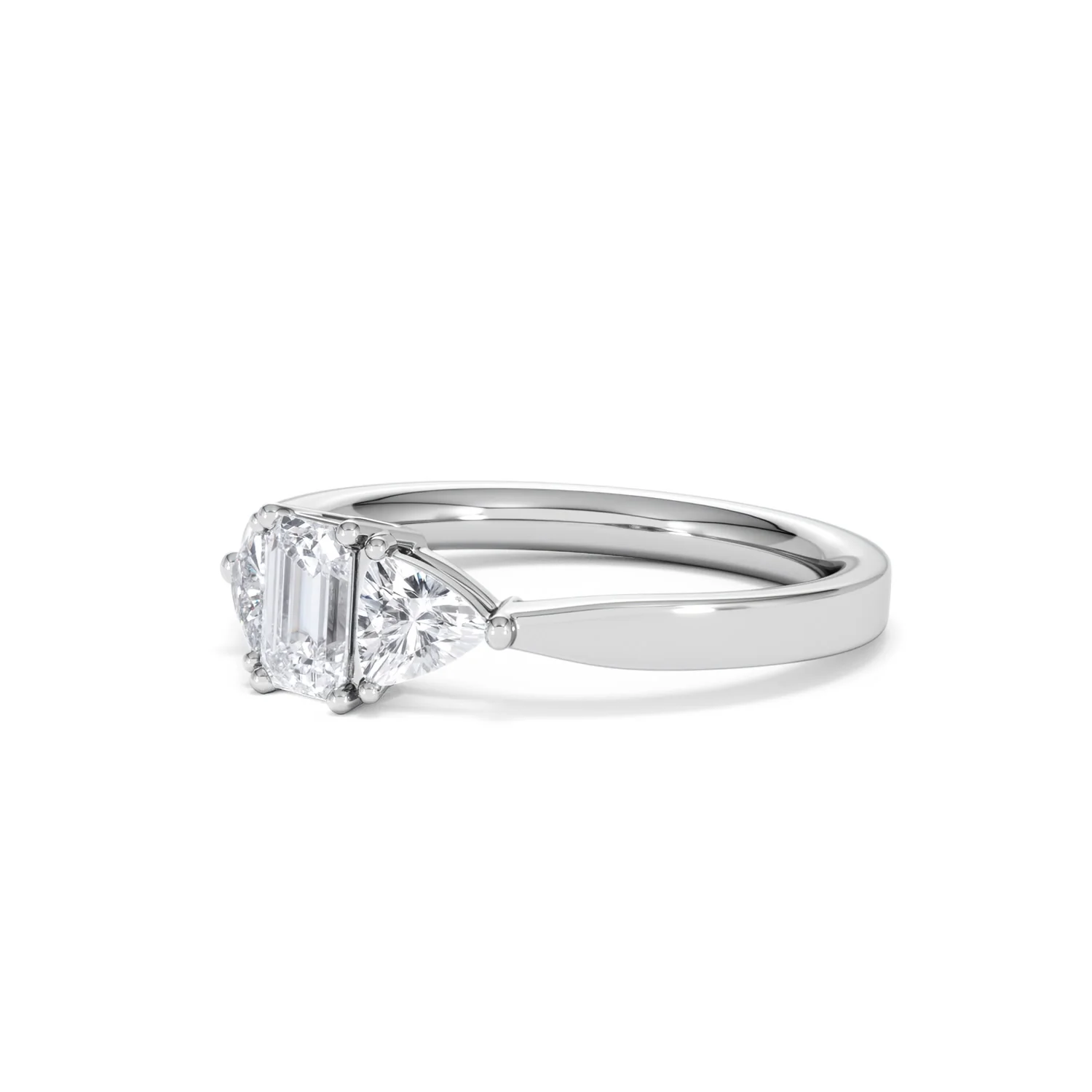 Aurora Lab Diamond Emerald Cut and Trillion 1.00ct Ring in Platinum F/VS1 - Image 82