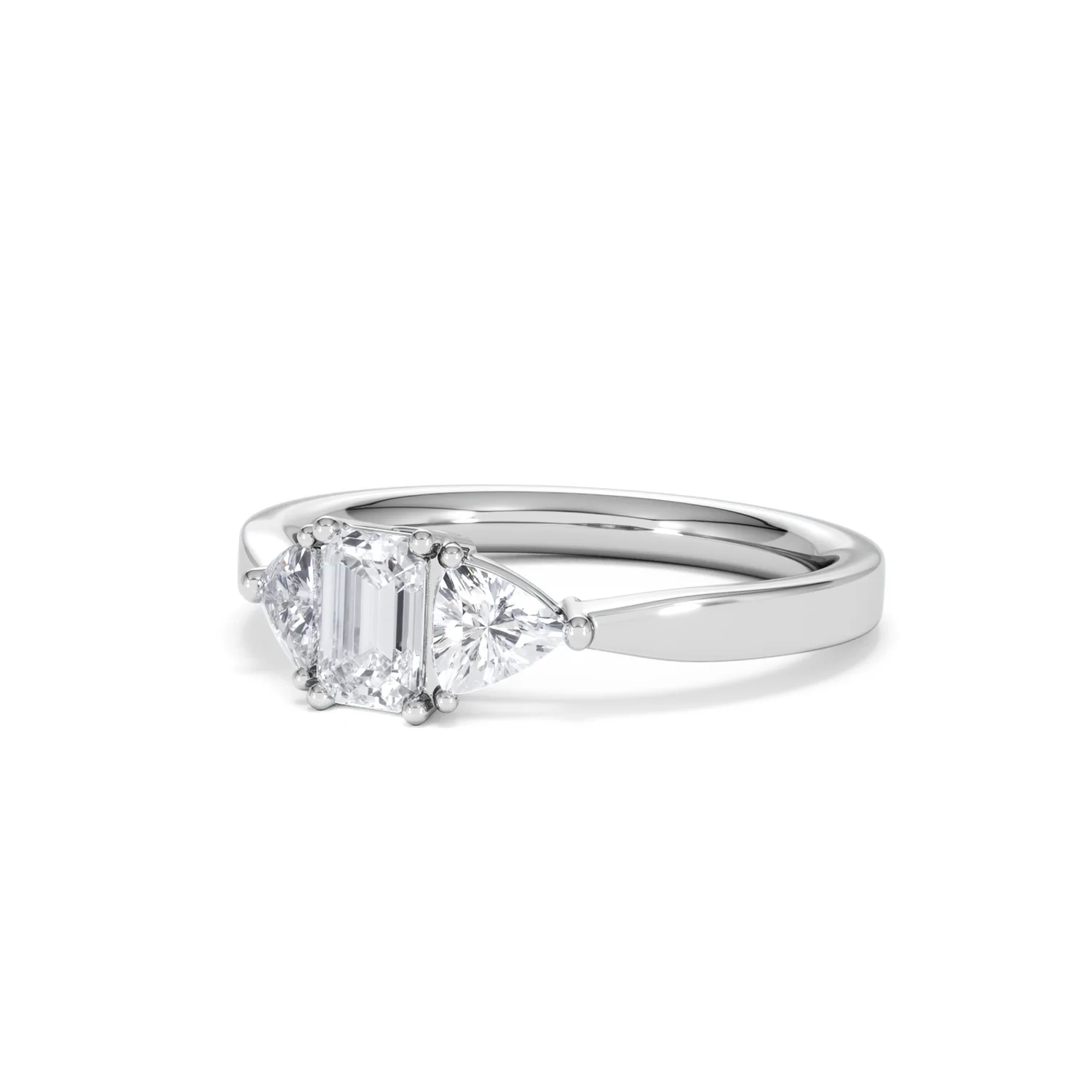 Aurora Lab Diamond Emerald Cut and Trillion 1.00ct Ring in Platinum F/VS1 - Image 85