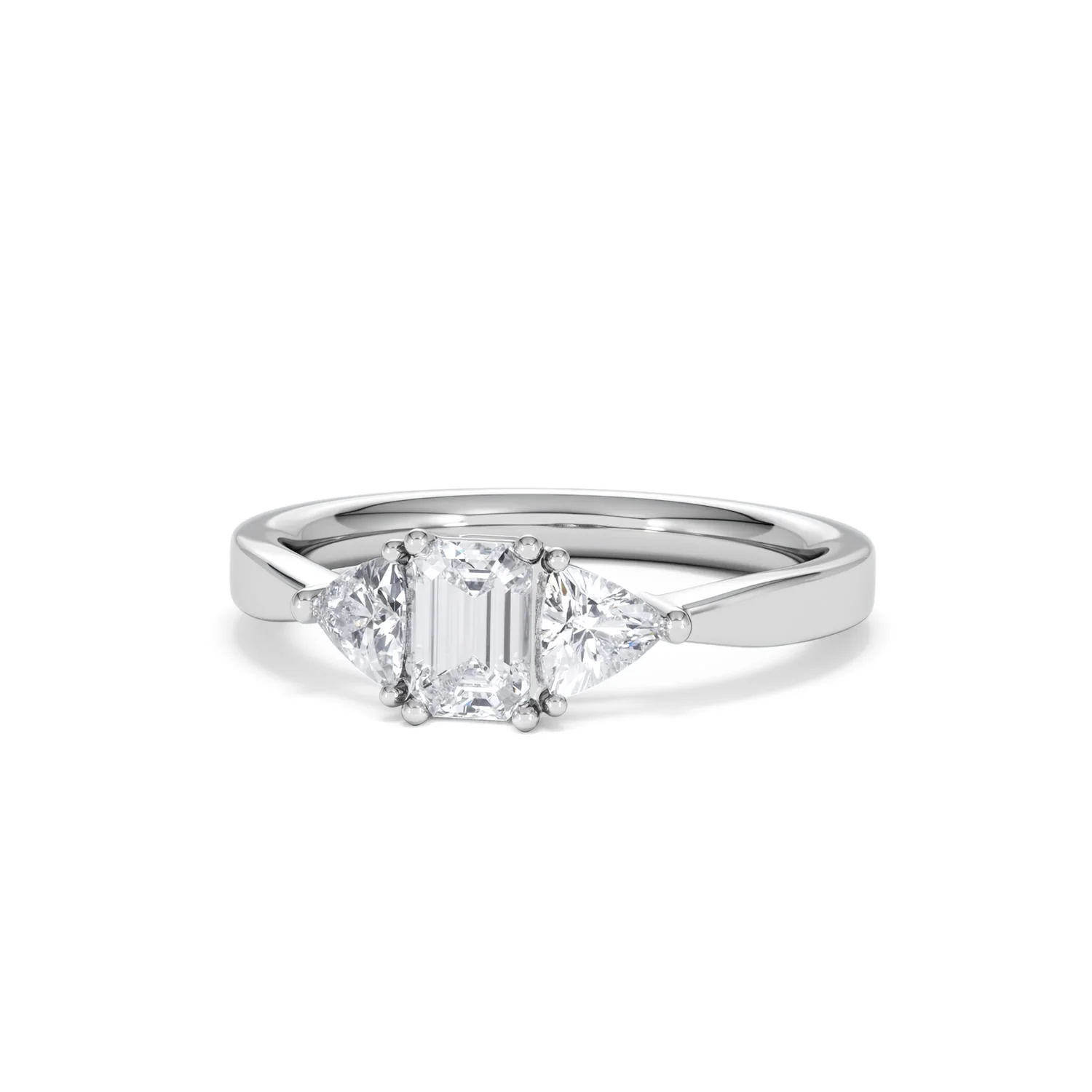 Aurora Lab Diamond Emerald Cut and Trillion 1.00ct Ring in Platinum F/VS1 - Image 89