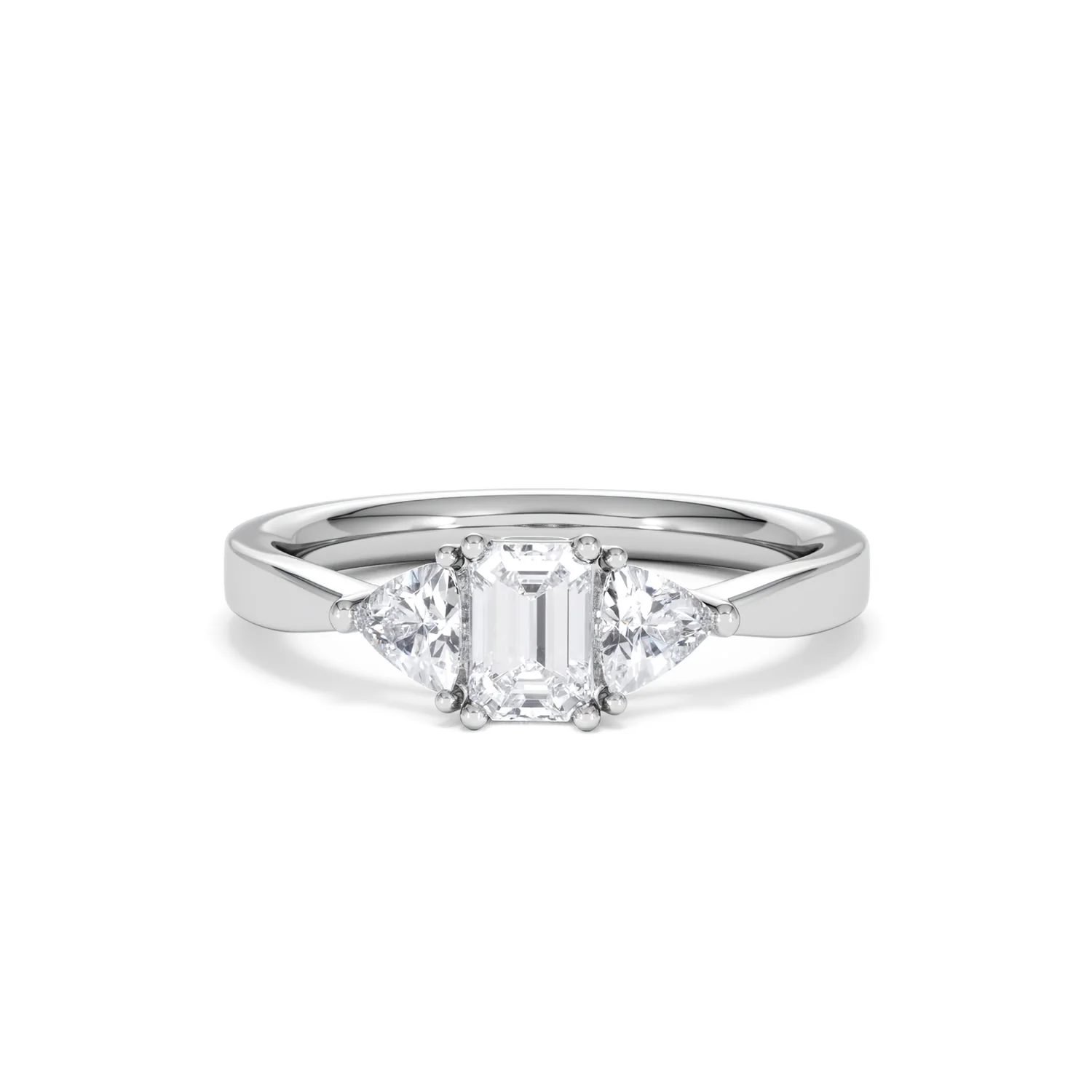 Aurora Lab Diamond Emerald Cut and Trillion 1.00ct Ring in Platinum F/VS1 - Image 91