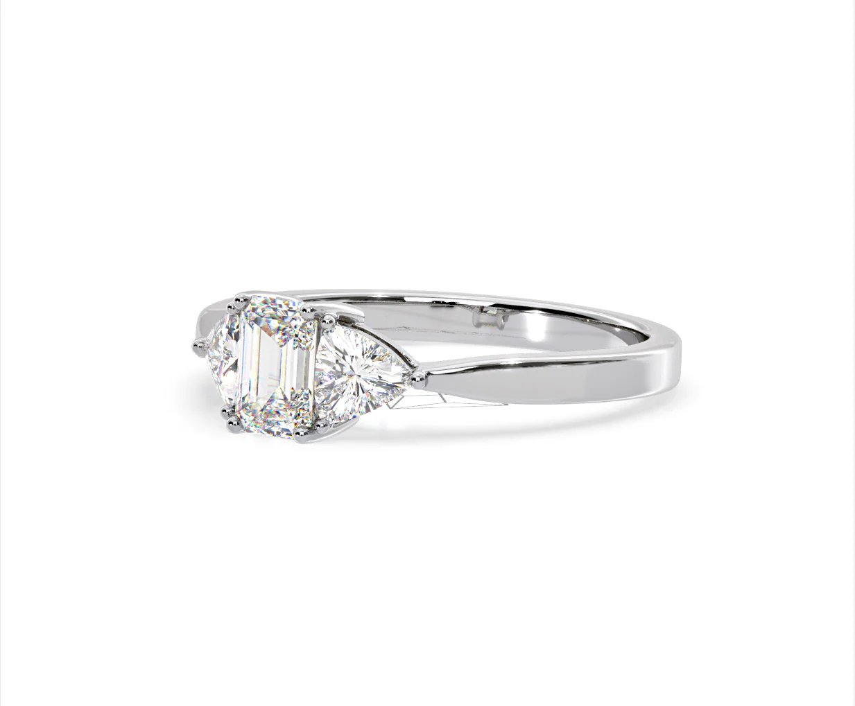 Aurora Lab Diamond Emerald Cut and Trillion 1.00ct Ring in Platinum F/VS1 - Image 96