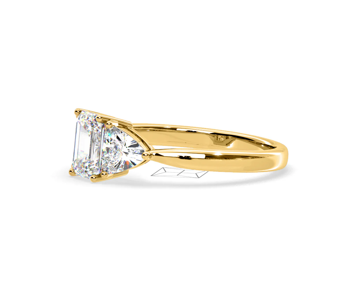 Aurora Lab Diamond Emerald Cut and Trillion 1.70ct Ring in 18K Gold F/VS1 - Image 100
