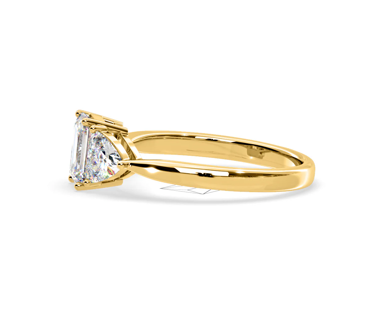 Aurora Lab Diamond Emerald Cut and Trillion 1.70ct Ring in 18K Gold F/VS1 - Image 105