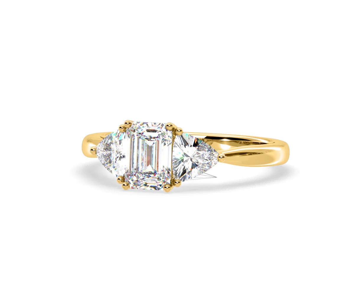 Aurora Lab Diamond Emerald Cut and Trillion 1.70ct Ring in 18K Gold F/VS1 - Image 11