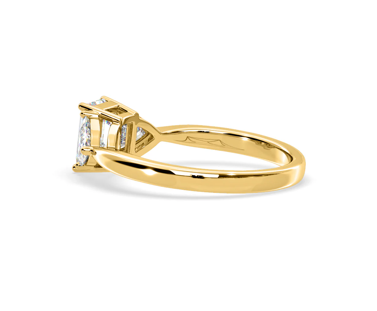 Aurora Lab Diamond Emerald Cut and Trillion 1.70ct Ring in 18K Gold F/VS1 - Image 113