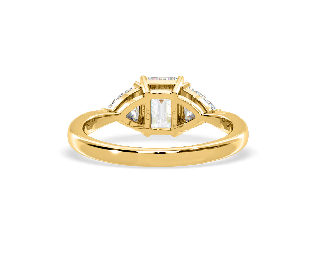 Aurora Lab Diamond Emerald Cut and Trillion 1.70ct Ring in 18K Gold F/VS1 - Image 127