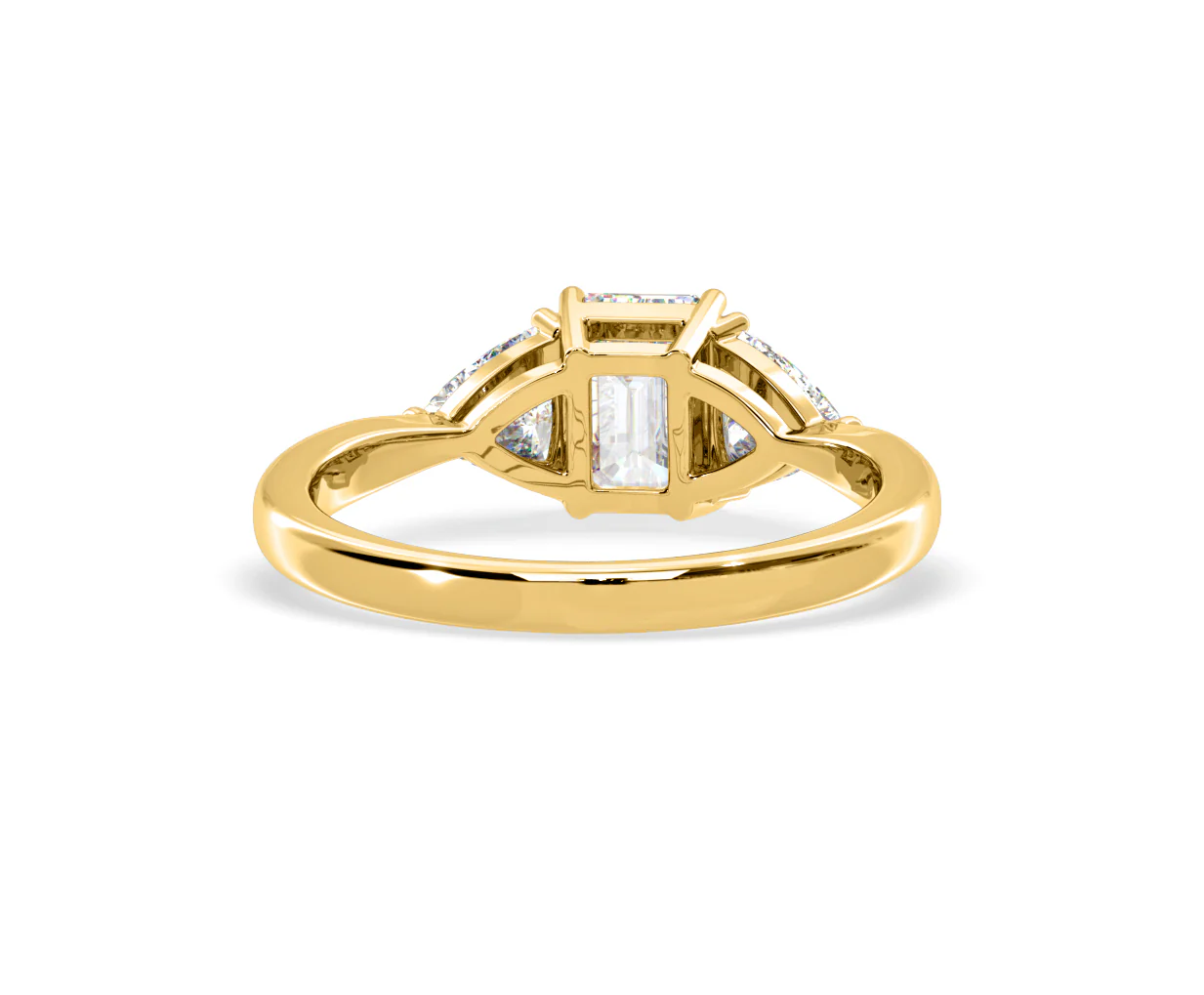 Aurora Lab Diamond Emerald Cut and Trillion 1.70ct Ring in 18K Gold F/VS1 - Image 128