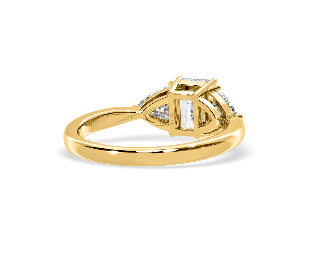 Aurora Lab Diamond Emerald Cut and Trillion 1.70ct Ring in 18K Gold F/VS1 - Image 132