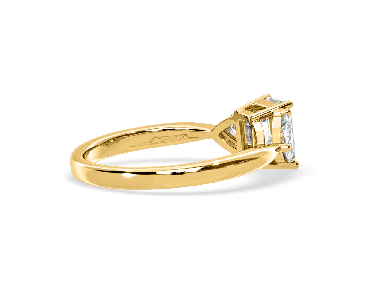 Aurora Lab Diamond Emerald Cut and Trillion 1.70ct Ring in 18K Gold F/VS1 - Image 140