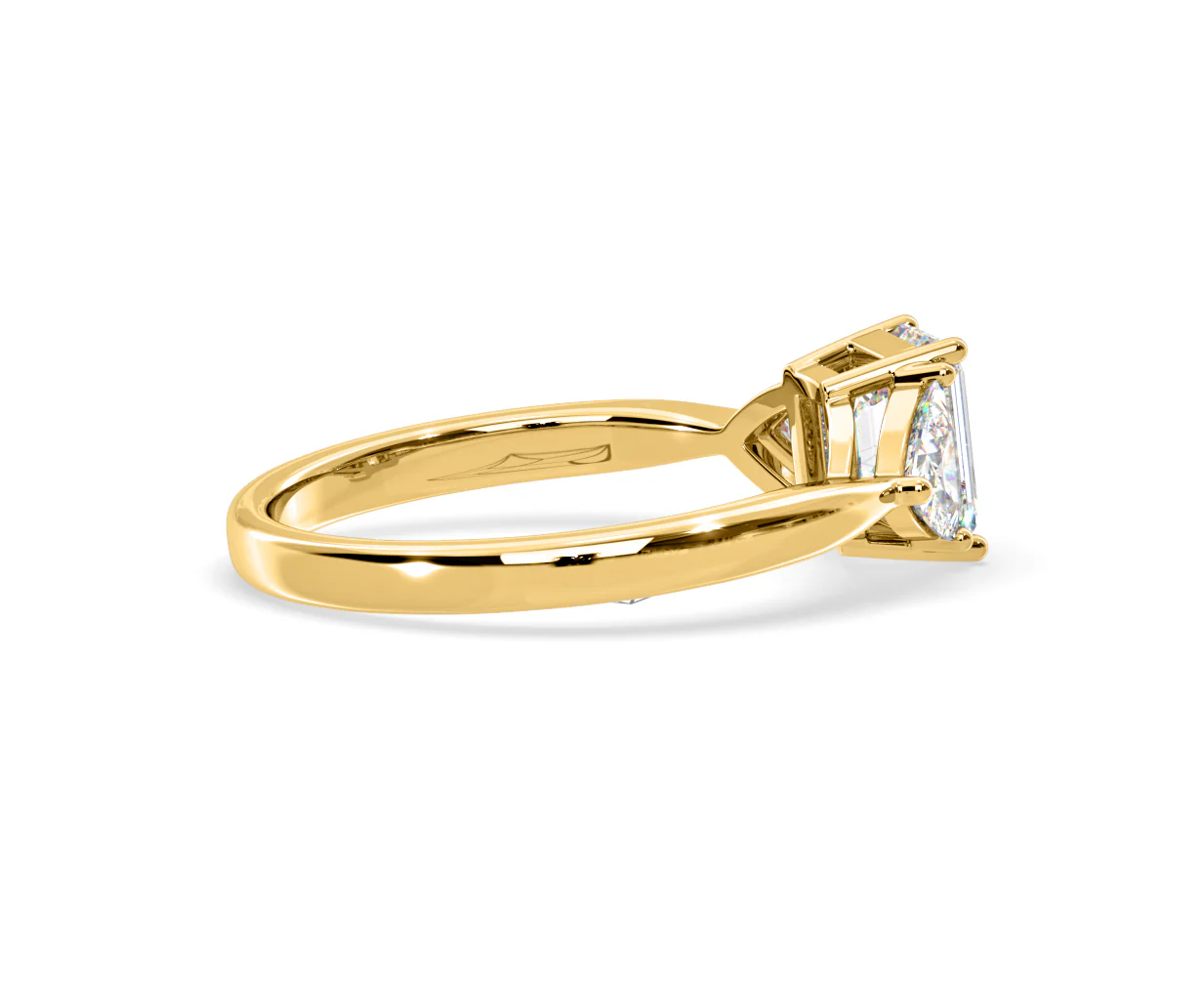 Aurora Lab Diamond Emerald Cut and Trillion 1.70ct Ring in 18K Gold F/VS1 - Image 142