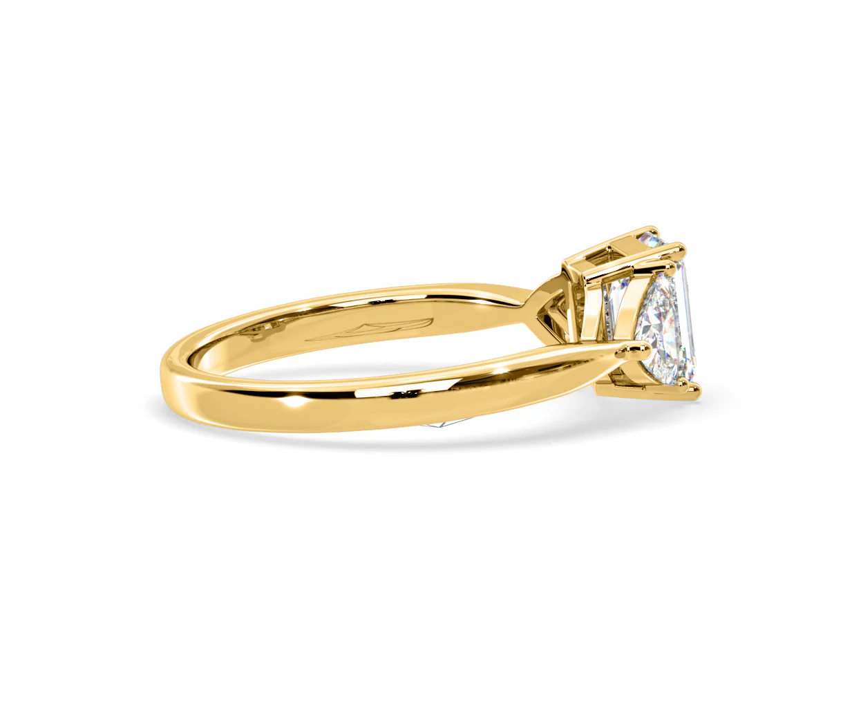 Aurora Lab Diamond Emerald Cut and Trillion 1.70ct Ring in 18K Gold F/VS1 - Image 143