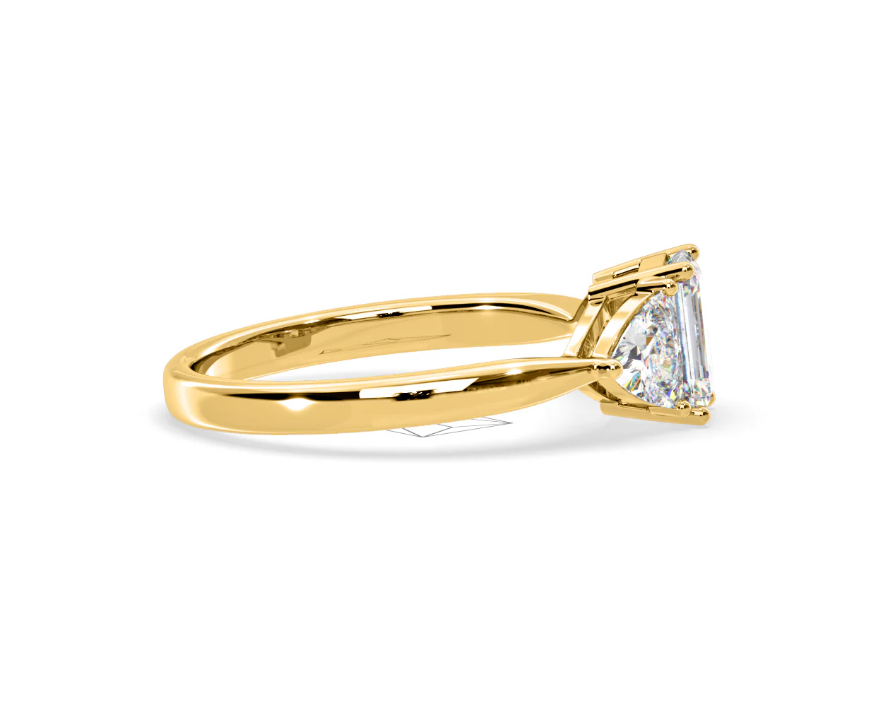 Aurora Lab Diamond Emerald Cut and Trillion 1.70ct Ring in 18K Gold F/VS1 - Image 147