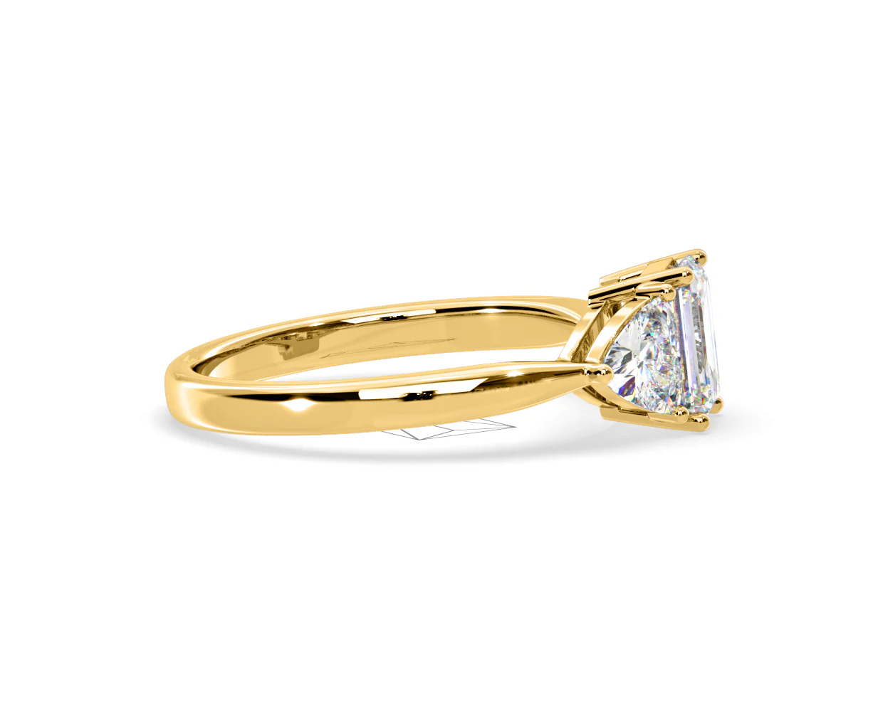 Aurora Lab Diamond Emerald Cut and Trillion 1.70ct Ring in 18K Gold F/VS1 - Image 148