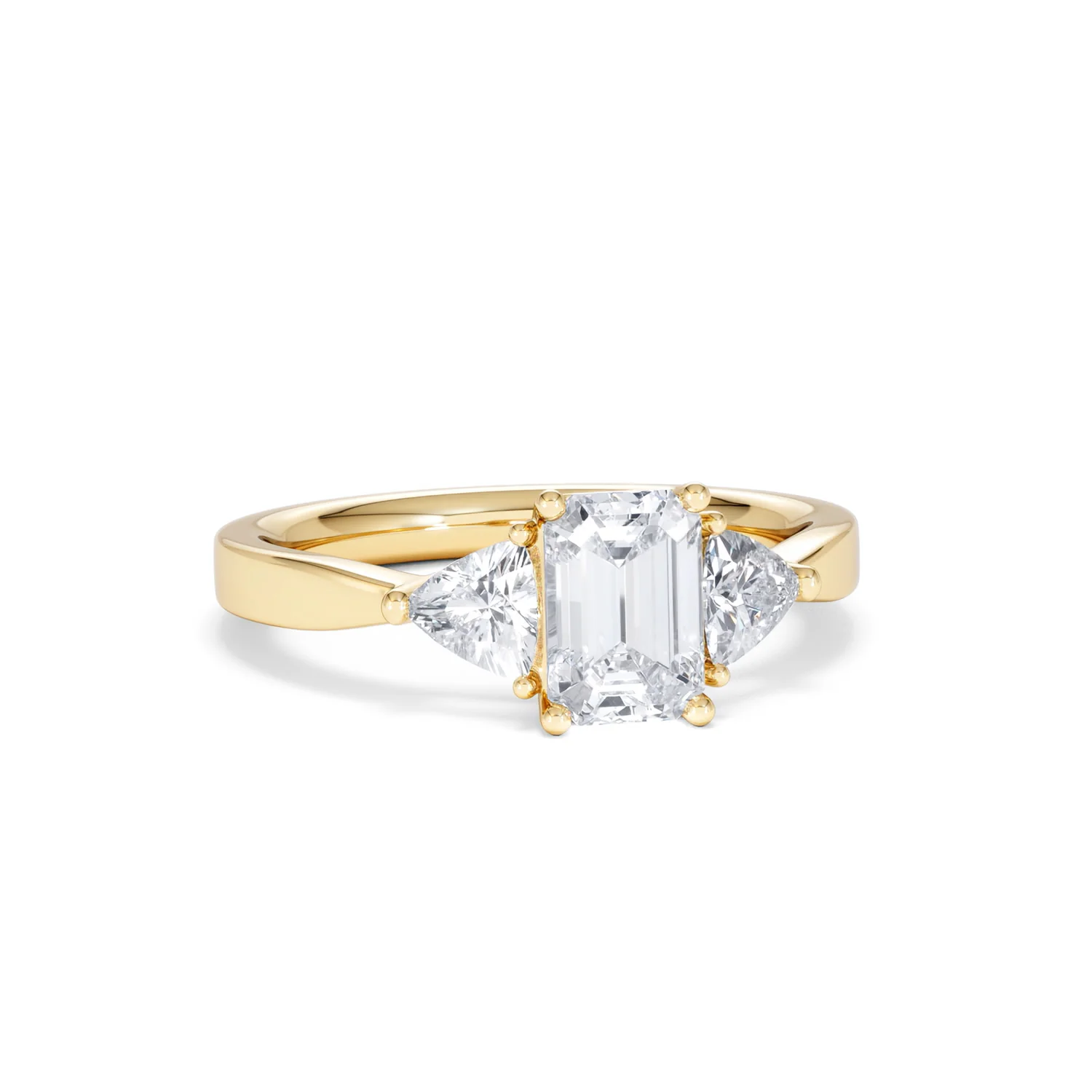 Aurora Lab Diamond Emerald Cut and Trillion 1.70ct Ring in 18K Gold F/VS1 - Image 15