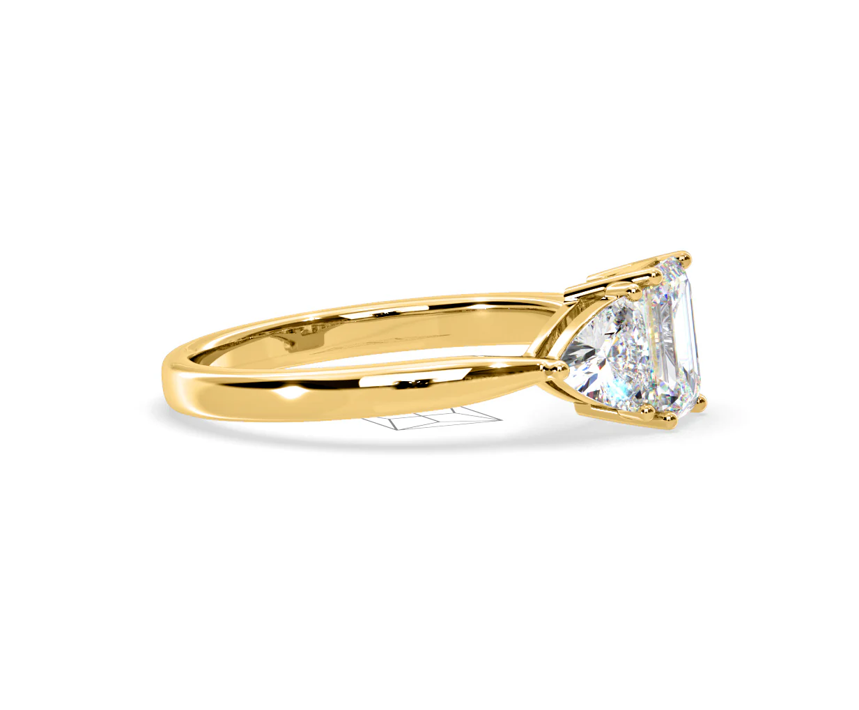Aurora Lab Diamond Emerald Cut and Trillion 1.70ct Ring in 18K Gold F/VS1 - Image 150