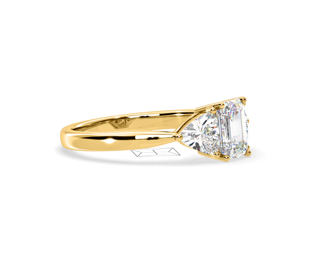 Aurora Lab Diamond Emerald Cut and Trillion 1.70ct Ring in 18K Gold F/VS1 - Image 154
