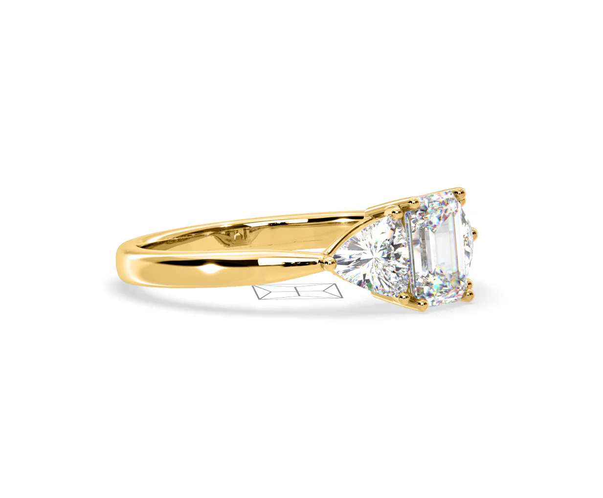 Aurora Lab Diamond Emerald Cut and Trillion 1.70ct Ring in 18K Gold F/VS1 - Image 155