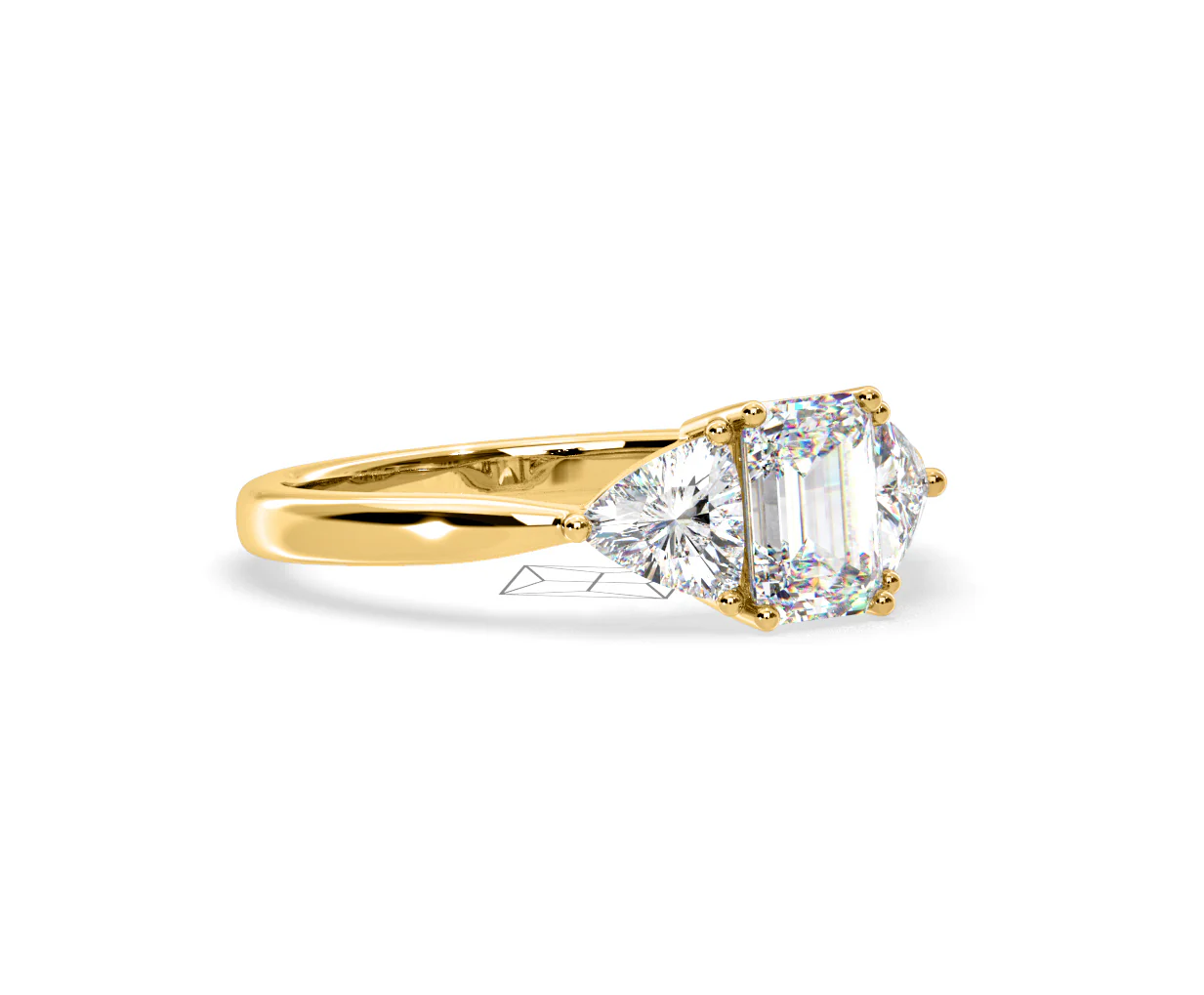 Aurora Lab Diamond Emerald Cut and Trillion 1.70ct Ring in 18K Gold F/VS1 - Image 158