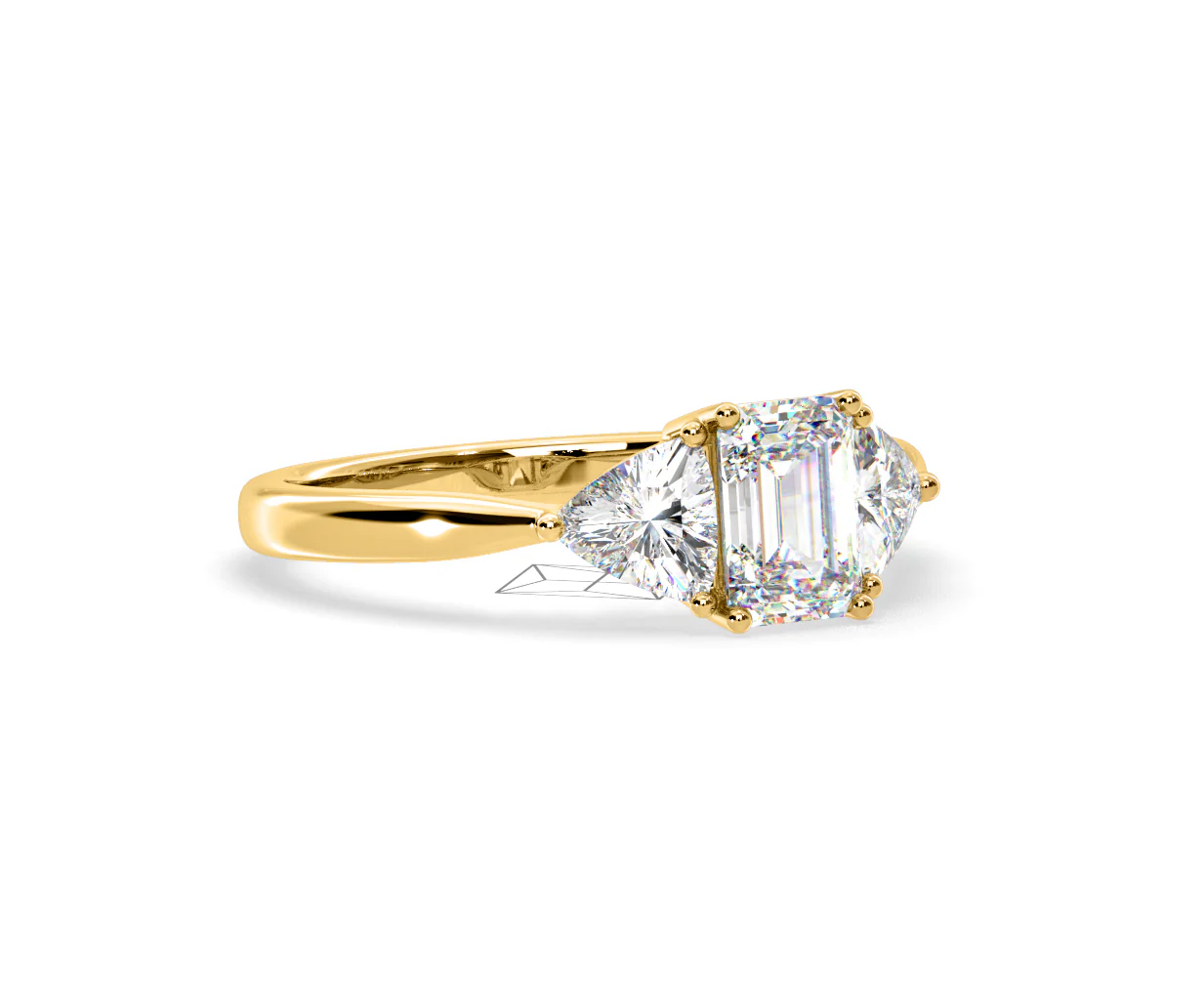 Aurora Lab Diamond Emerald Cut and Trillion 1.70ct Ring in 18K Gold F/VS1 - Image 159