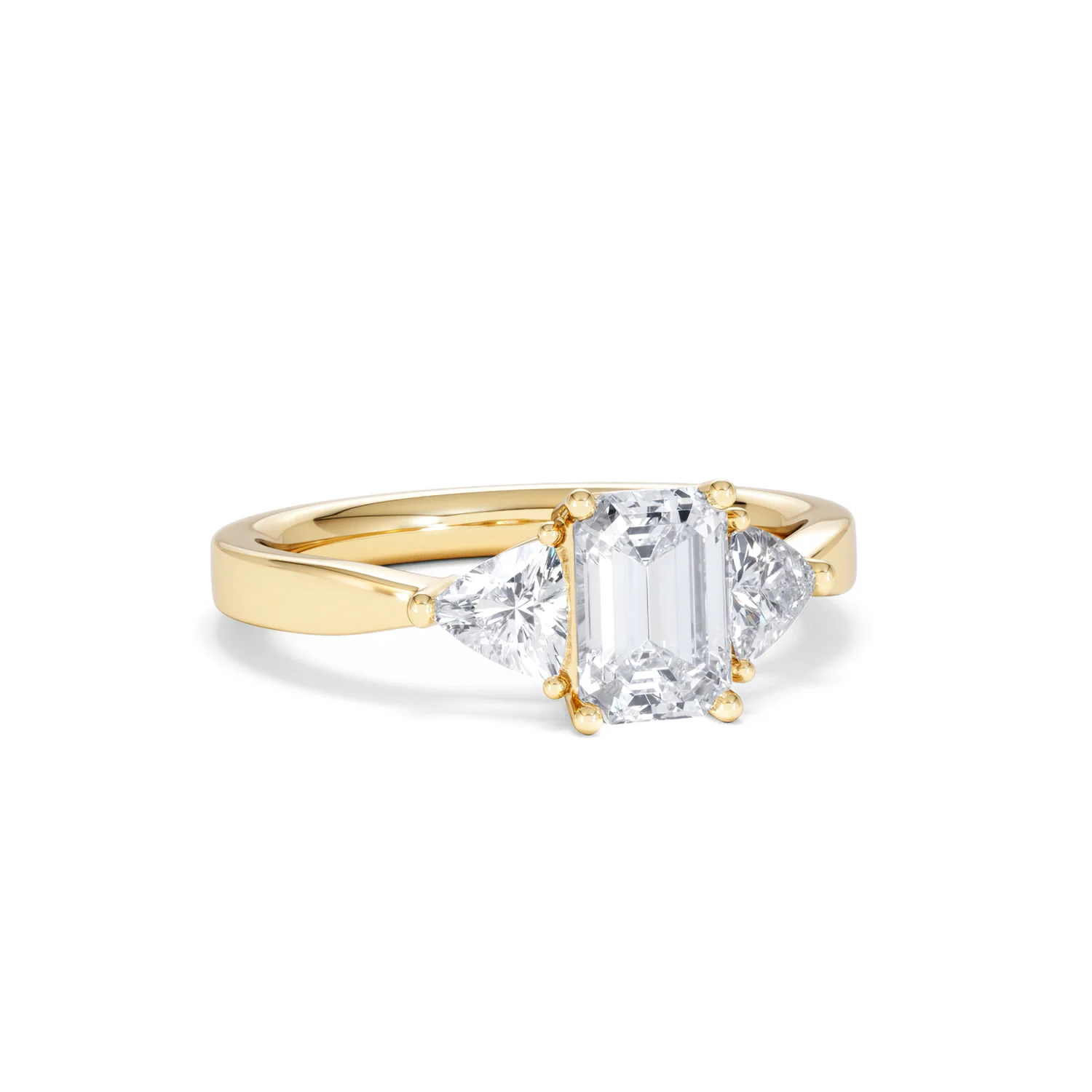 Aurora Lab Diamond Emerald Cut and Trillion 1.70ct Ring in 18K Gold F/VS1 - Image 16