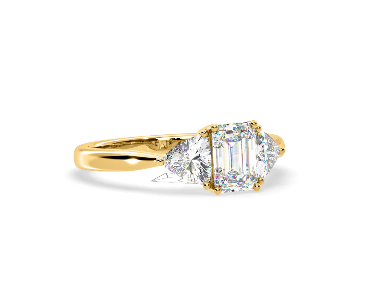 Aurora Lab Diamond Emerald Cut and Trillion 1.70ct Ring in 18K Gold F/VS1 - Image 160