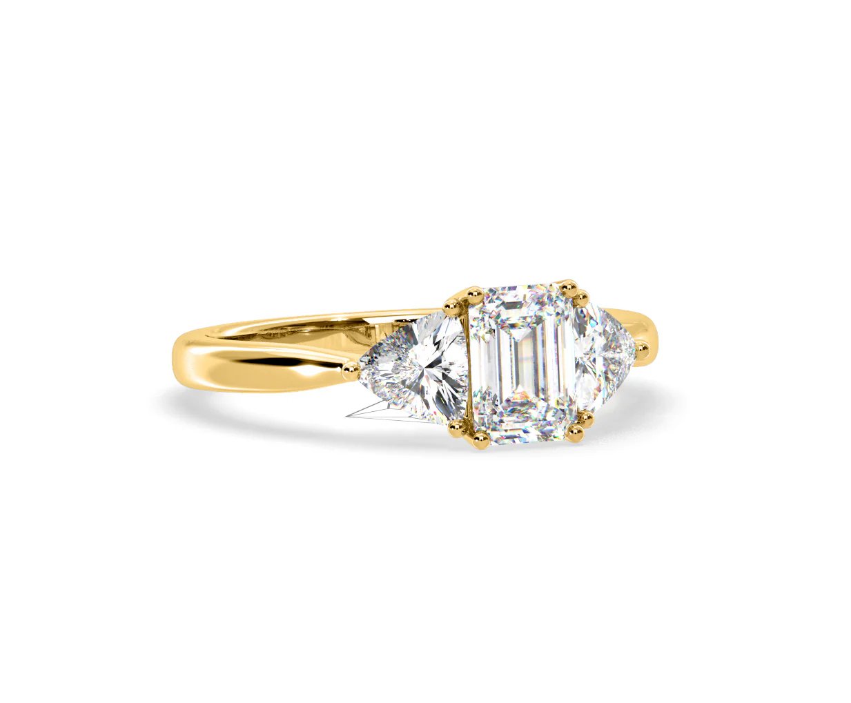 Aurora Lab Diamond Emerald Cut and Trillion 1.70ct Ring in 18K Gold F/VS1 - Image 161