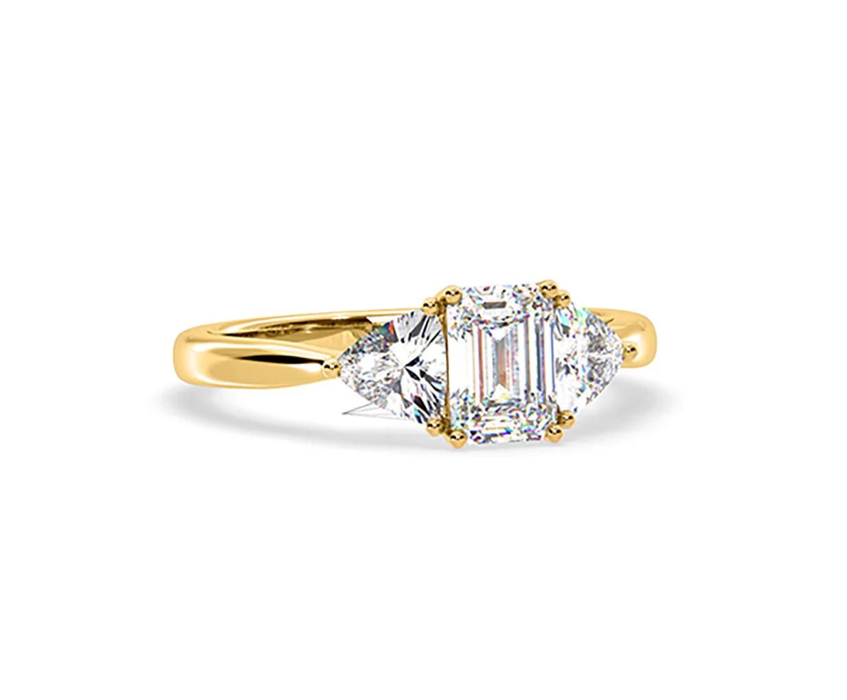 Aurora Lab Diamond Emerald Cut and Trillion 1.70ct Ring in 18K Gold F/VS1 - Image 162