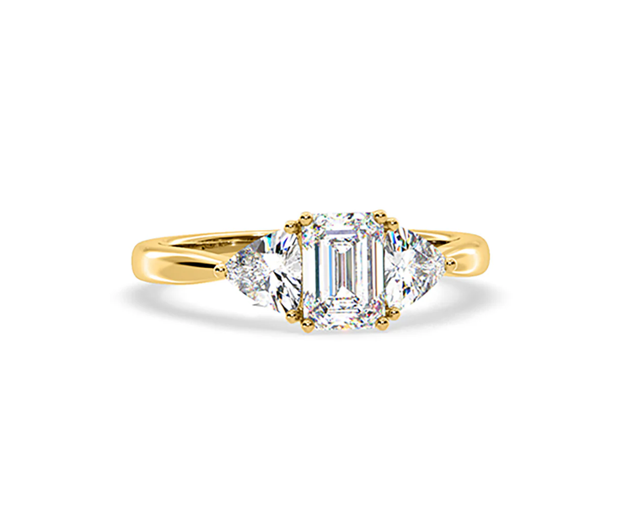 Aurora Lab Diamond Emerald Cut and Trillion 1.70ct Ring in 18K Gold F/VS1 - Image 164