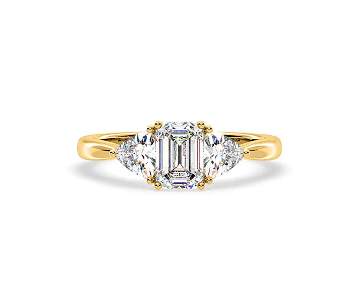 Aurora Lab Diamond Emerald Cut and Trillion 1.70ct Ring in 18K Gold F/VS1 - Image 166