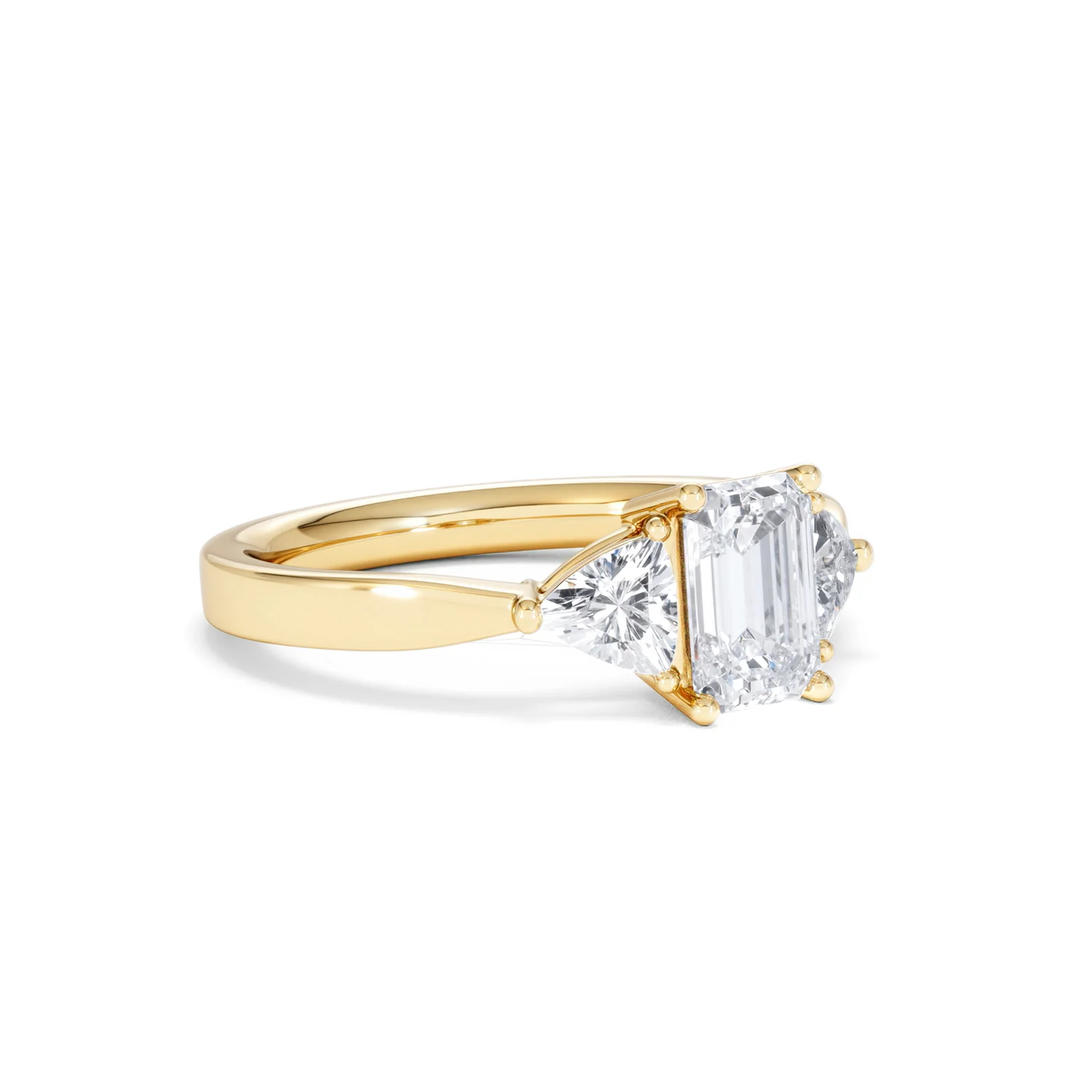 Aurora Lab Diamond Emerald Cut and Trillion 1.70ct Ring in 18K Gold F/VS1 - Image 20