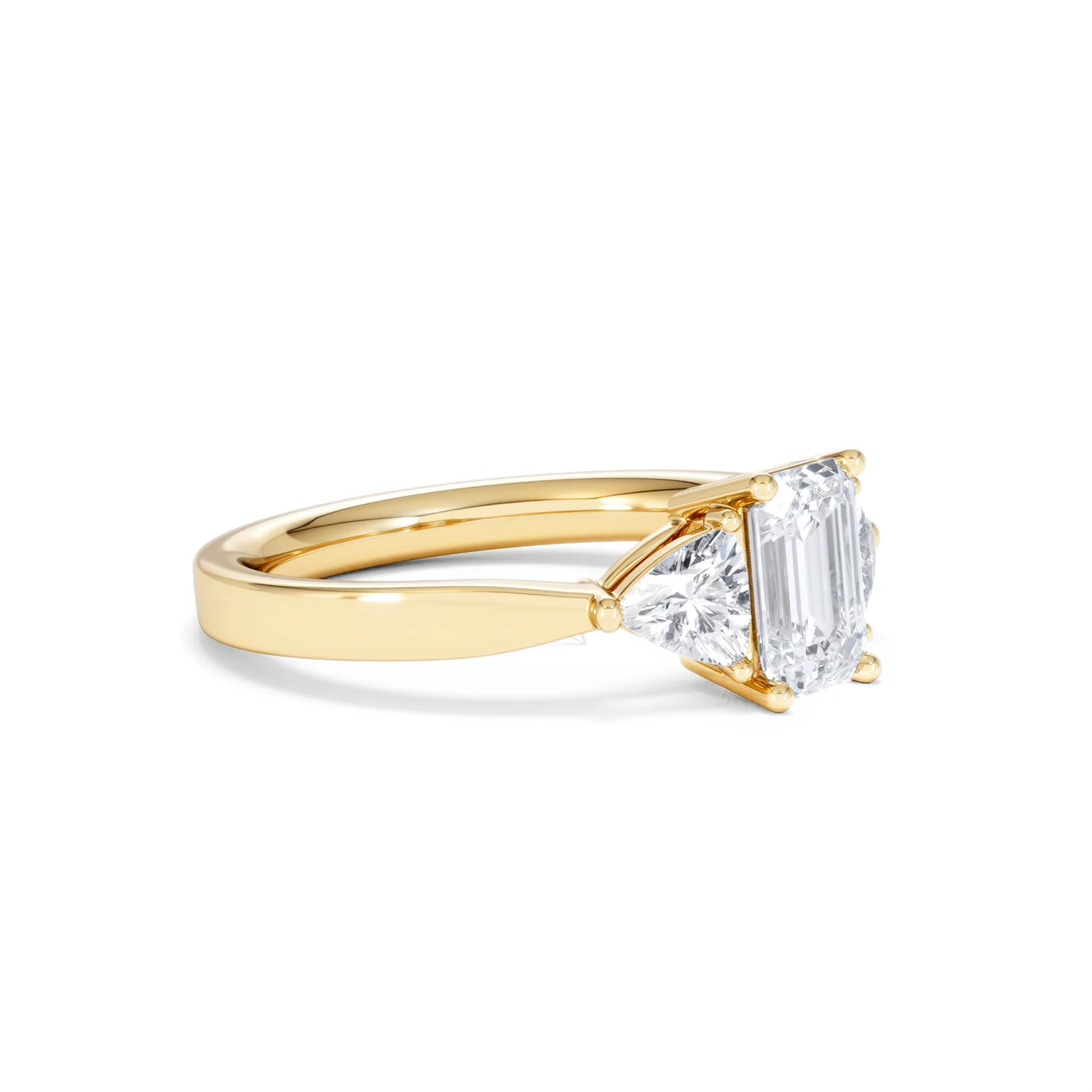 Aurora Lab Diamond Emerald Cut and Trillion 1.70ct Ring in 18K Gold F/VS1 - Image 23