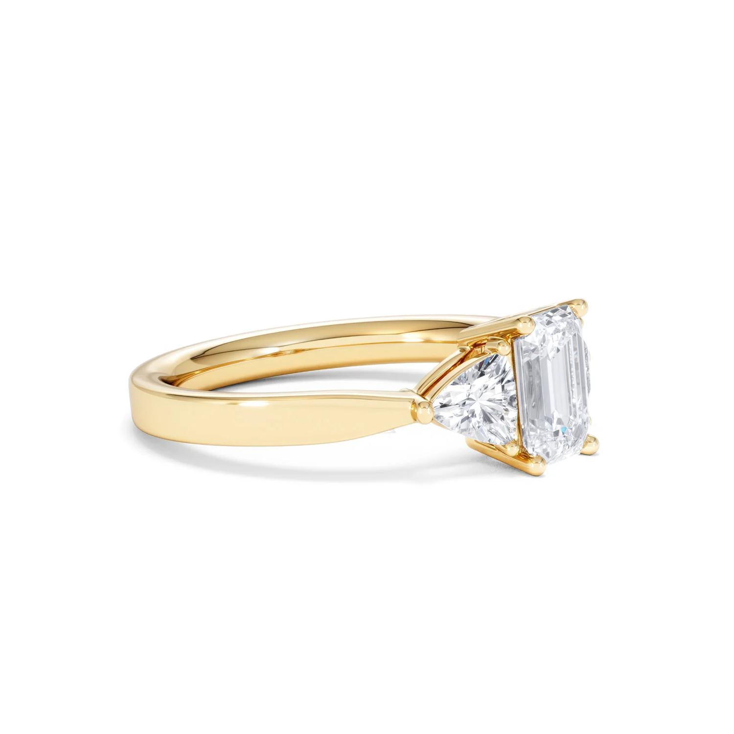 Aurora Lab Diamond Emerald Cut and Trillion 1.70ct Ring in 18K Gold F/VS1 - Image 24